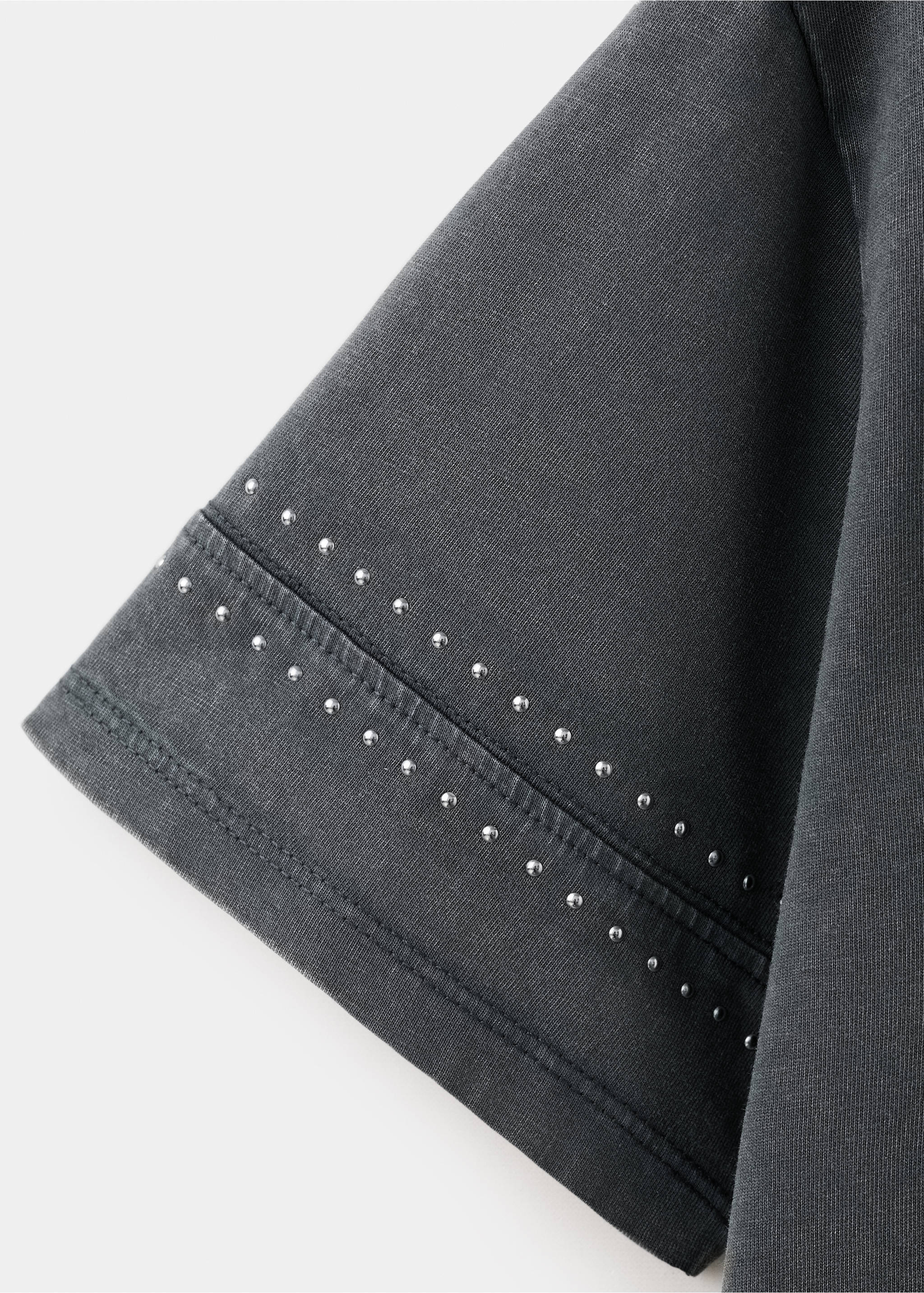 Rhinestone printed t-shirt - Details of the article 8, Charcoal. Ref: 27017910-00.