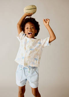 Denim bermuda shorts with drawstring — Light Blue 2
