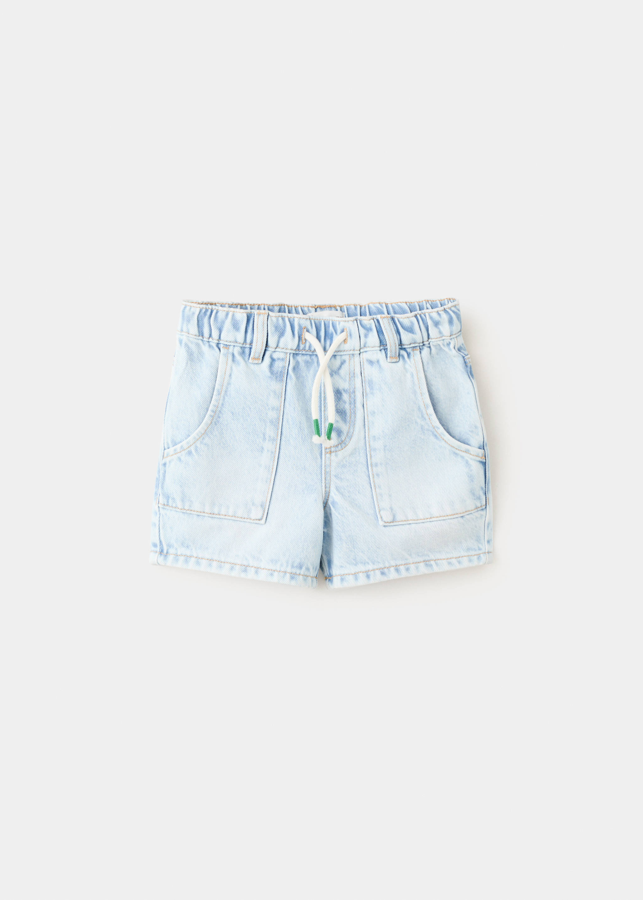 Denim bermuda shorts with drawstring - Article without model