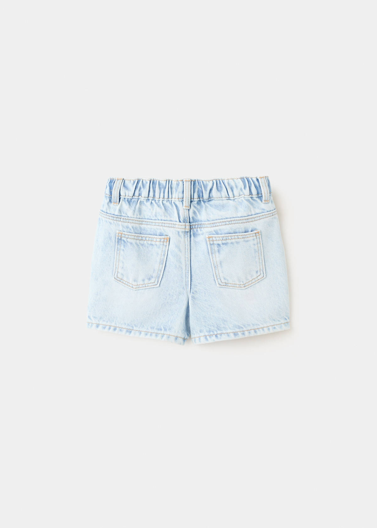 Denim bermuda shorts with drawstring — Light Blue