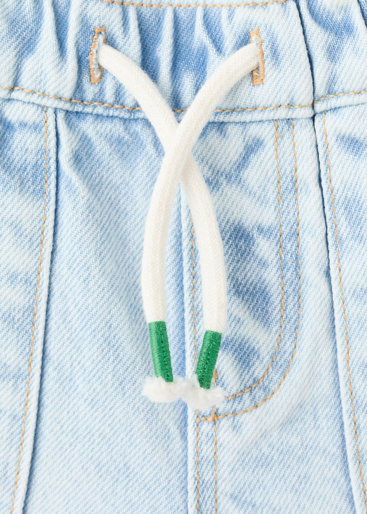 Denim bermuda shorts with drawstring — Light Blue