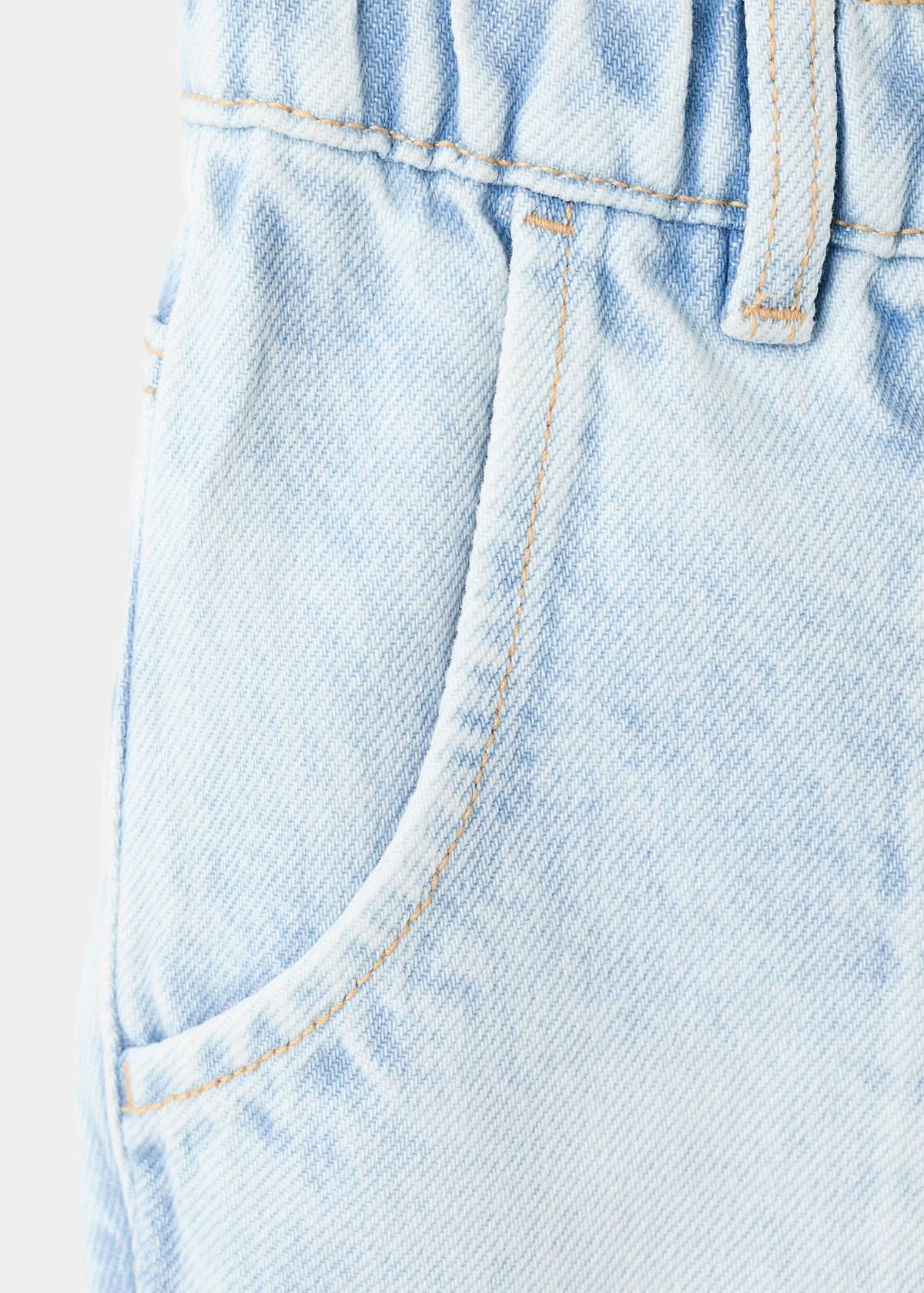 Denim bermuda shorts with drawstring — Light Blue