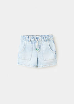 Denim bermuda shorts with drawstring — Light Blue 3