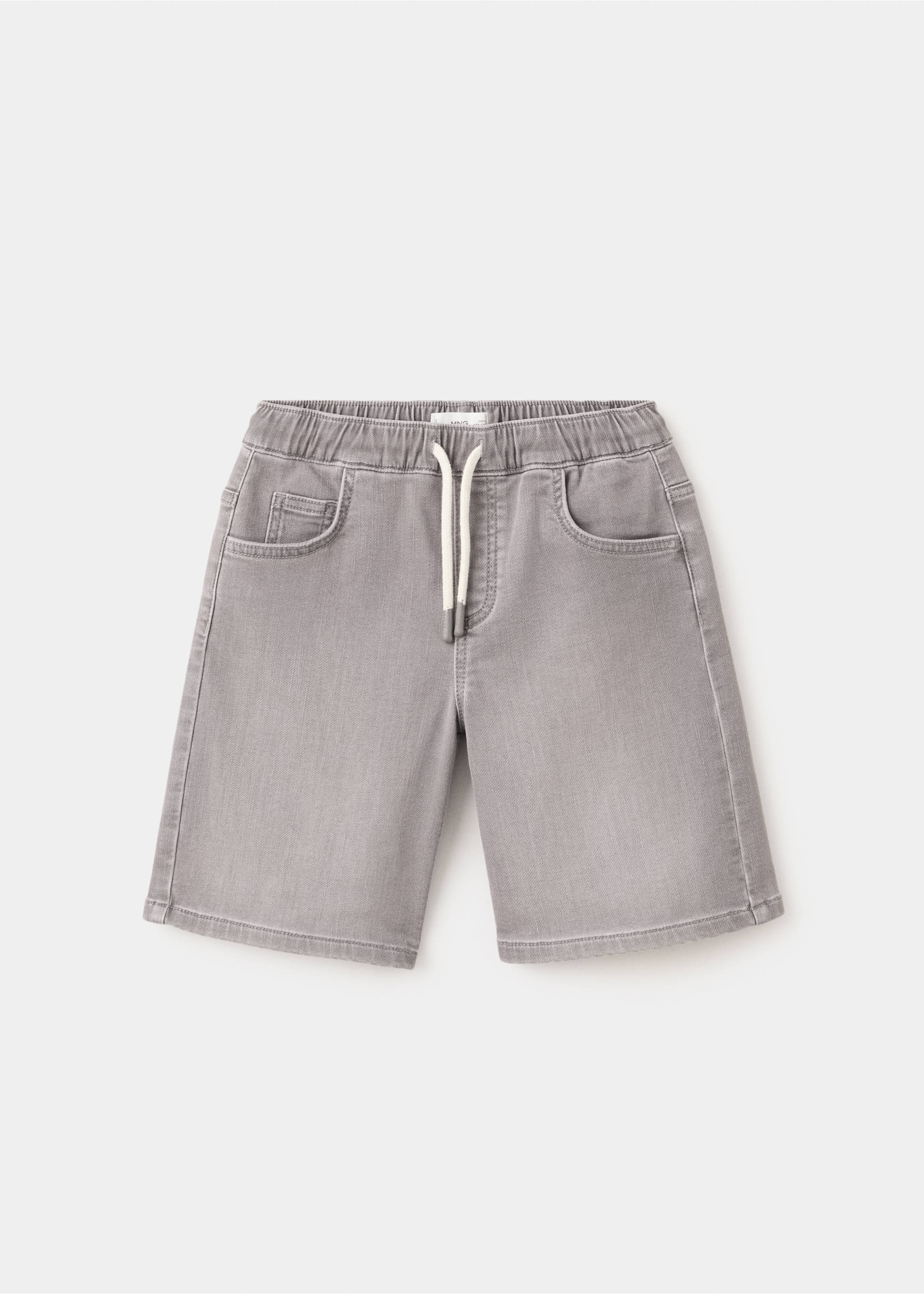Elastic waist denim Bermuda shorts - Article without model, Denim Grey. Ref: 27017914-00.