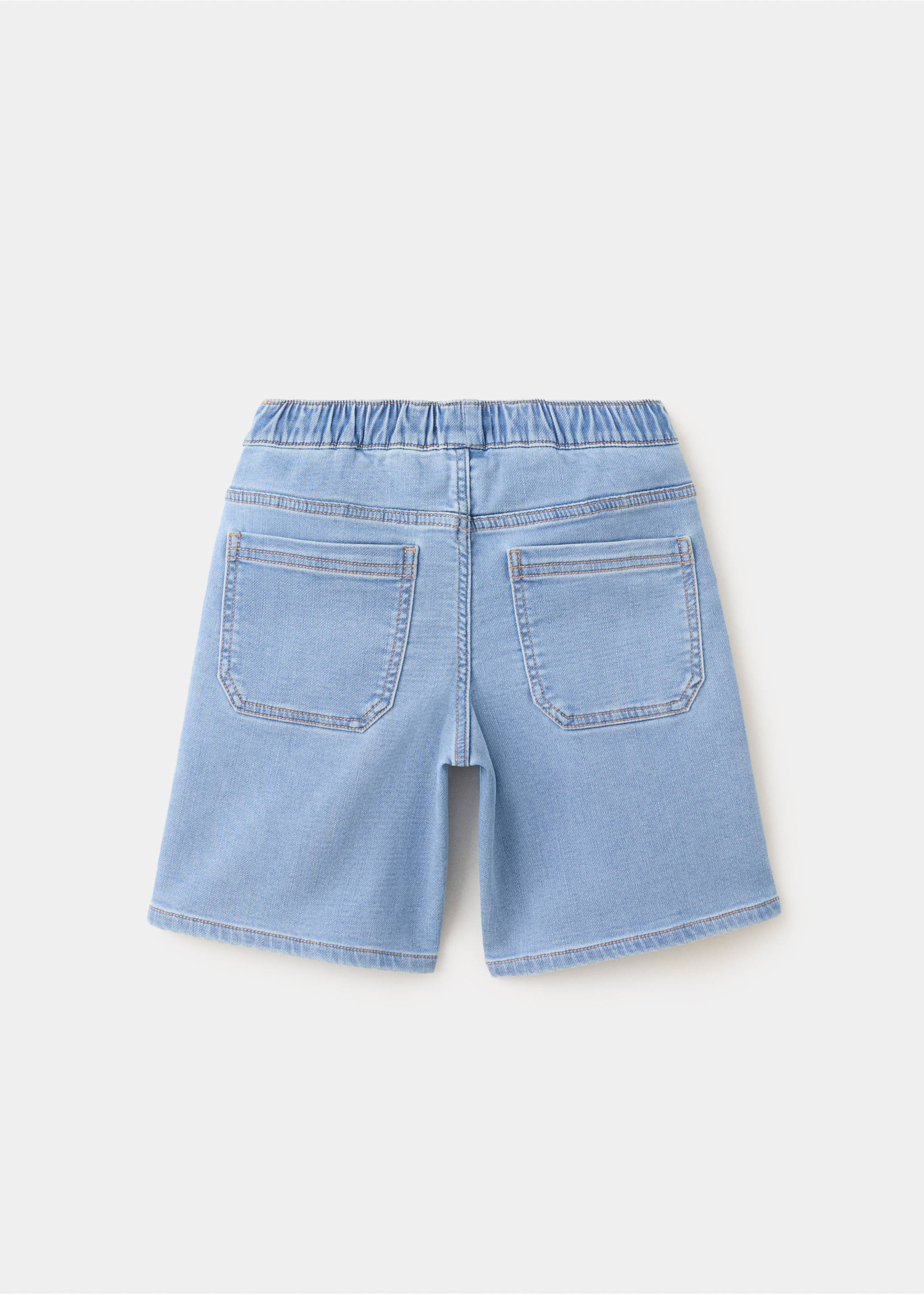 Elastic waist denim Bermuda shorts - Reverse of the article, Medium Blue. Ref: 27017914-00.