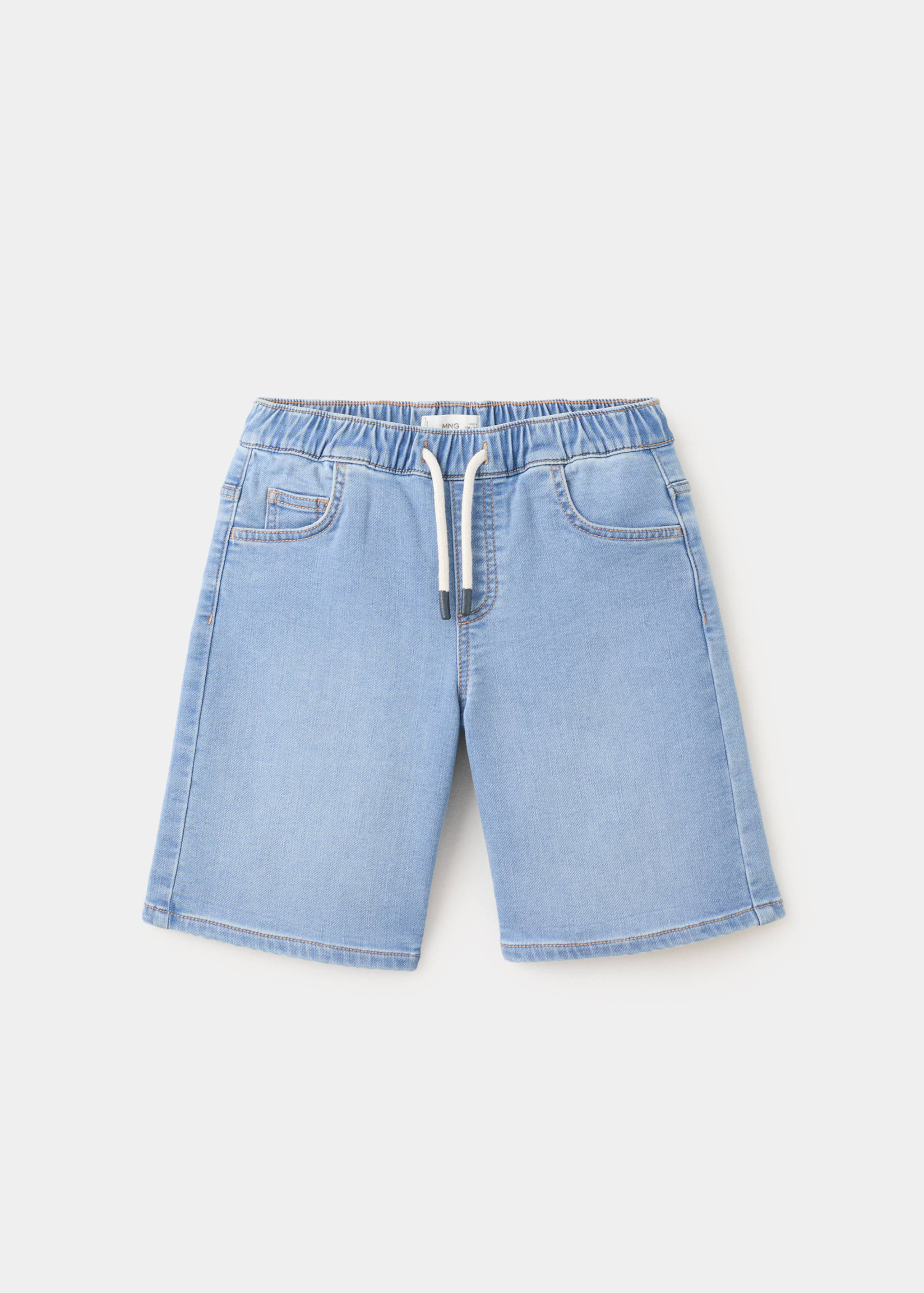 Elastic waist denim Bermuda shorts - Article without model