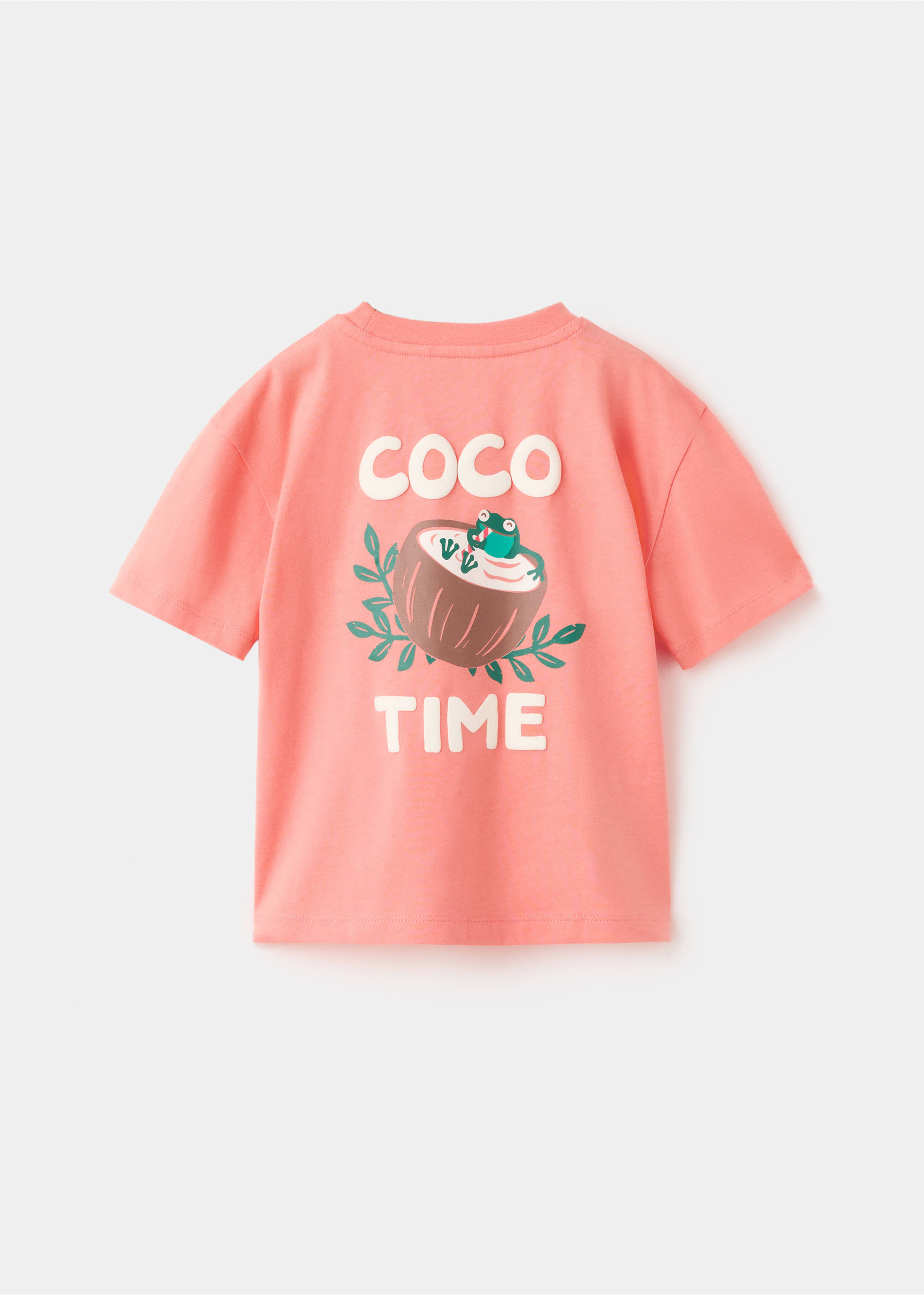 Printed cotton-blend t-shirt - Reverse of the article, Grapefruit. Ref: 27017915-00.