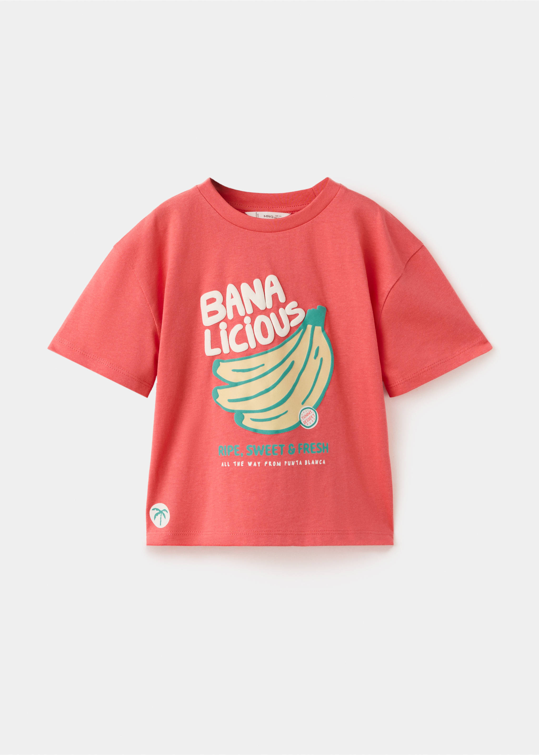 Printed cotton-blend t-shirt - Article without model, Coral Red. Ref: 27017916-00.