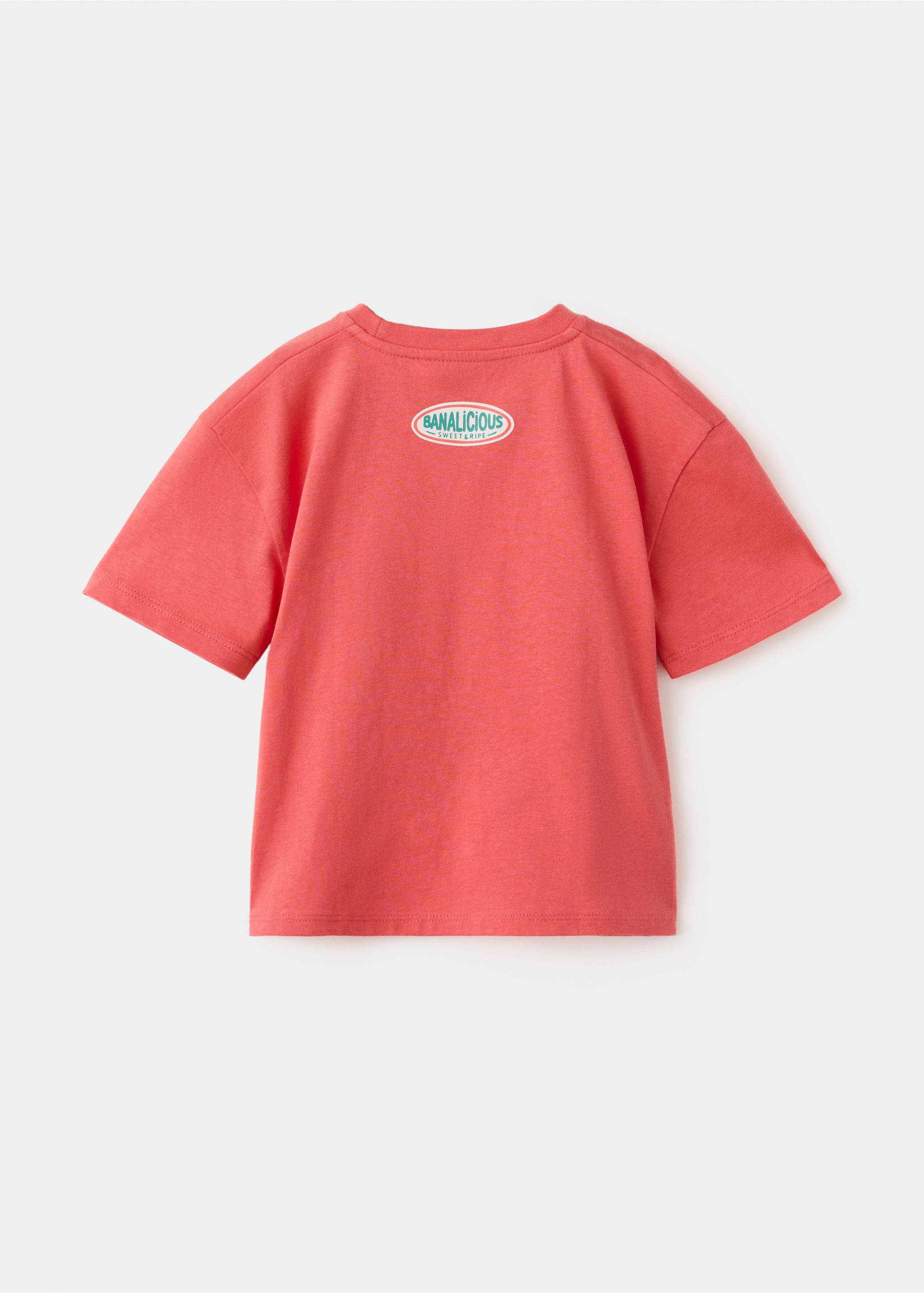 Printed cotton-blend t-shirt - Reverse of the article, Coral Red. Ref: 27017916-00.