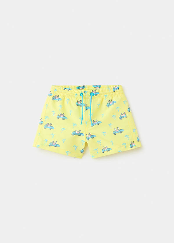 Crab-print swimsuit — Pastel Yellow