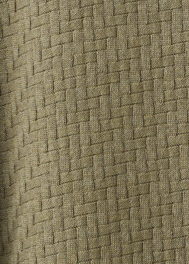 Fine knit cable polo — Khaki