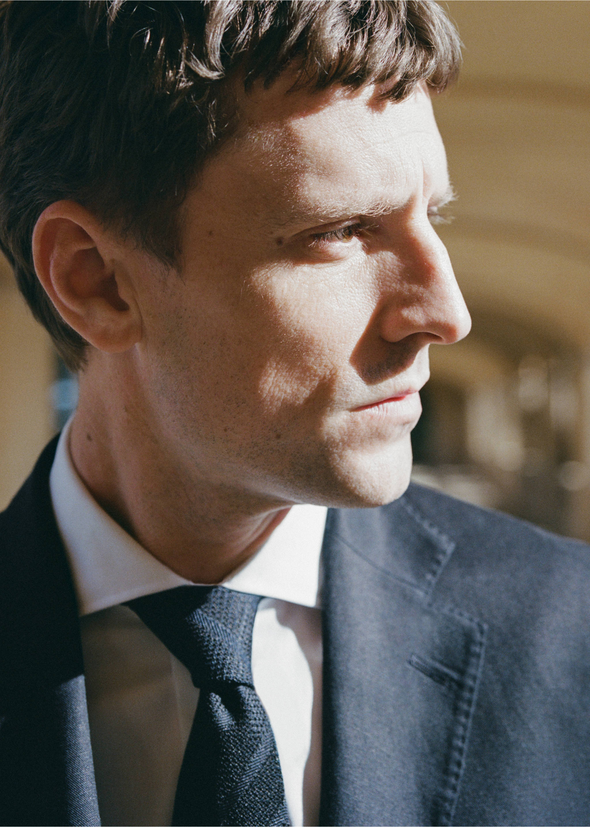 100% silk tie with microstructured stripes - Details of the article 5, Navy. Ref: 27017923-00.