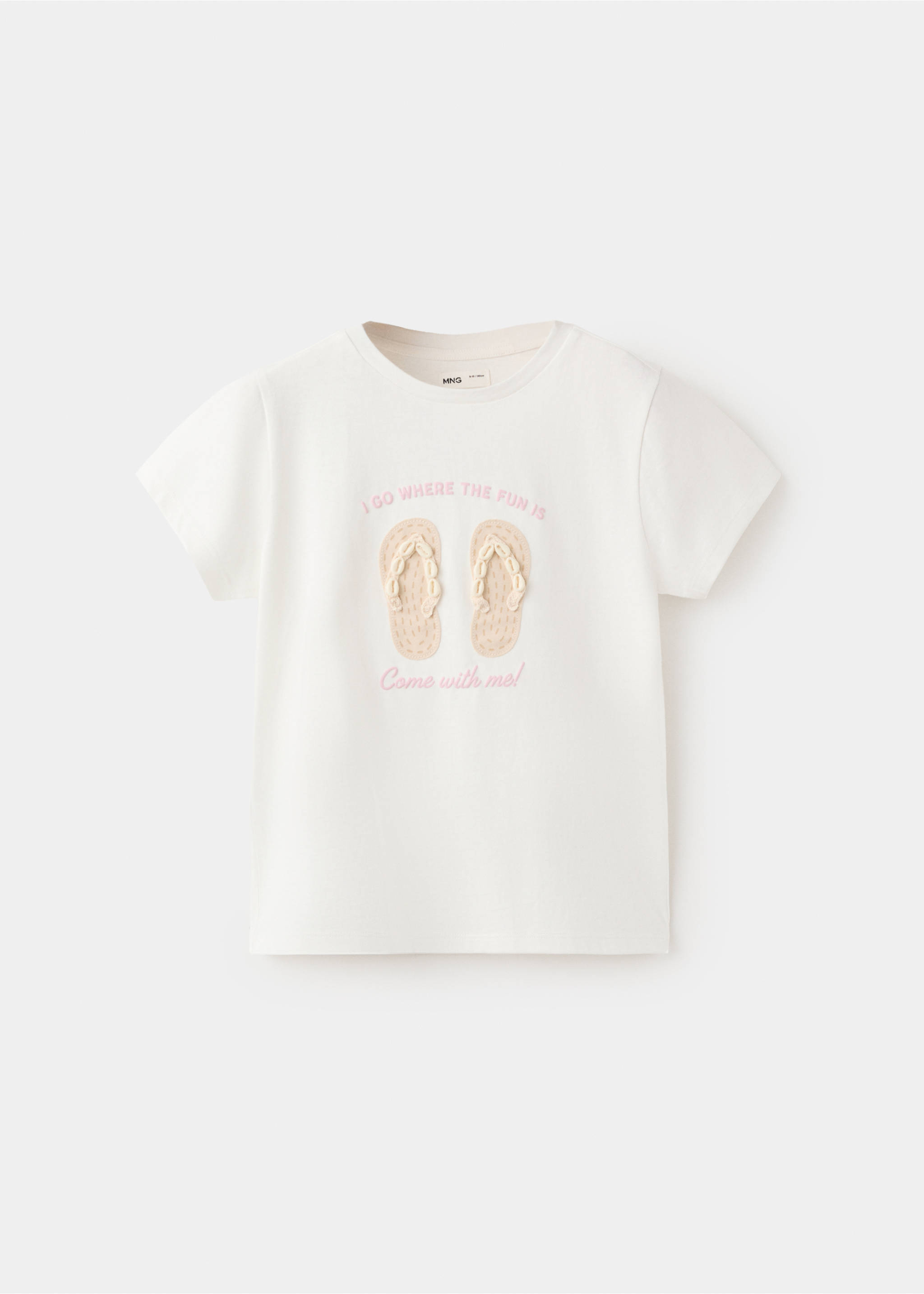 Cotton T-shirt with shell detail - Article without model, Off White. Ref: 27017929-00.