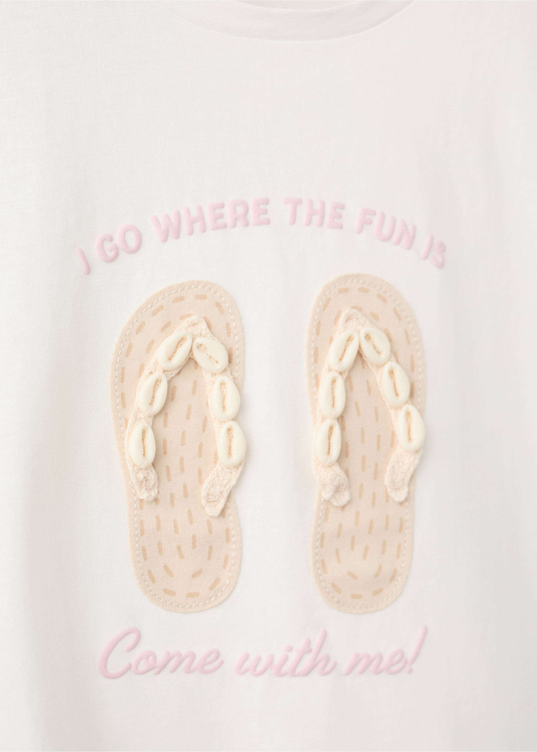 Cotton T-shirt with shell detail - Details of the article 8, Off White. Ref: 27017929-00.