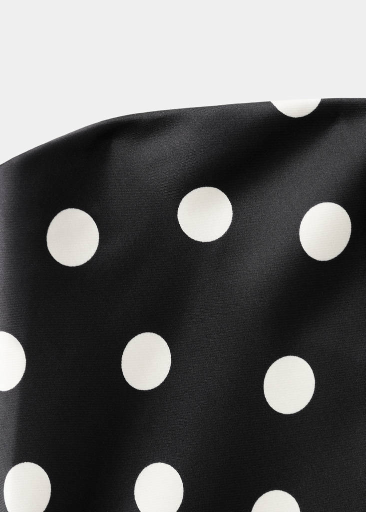 Polka-dot satin-finish dress — Black
