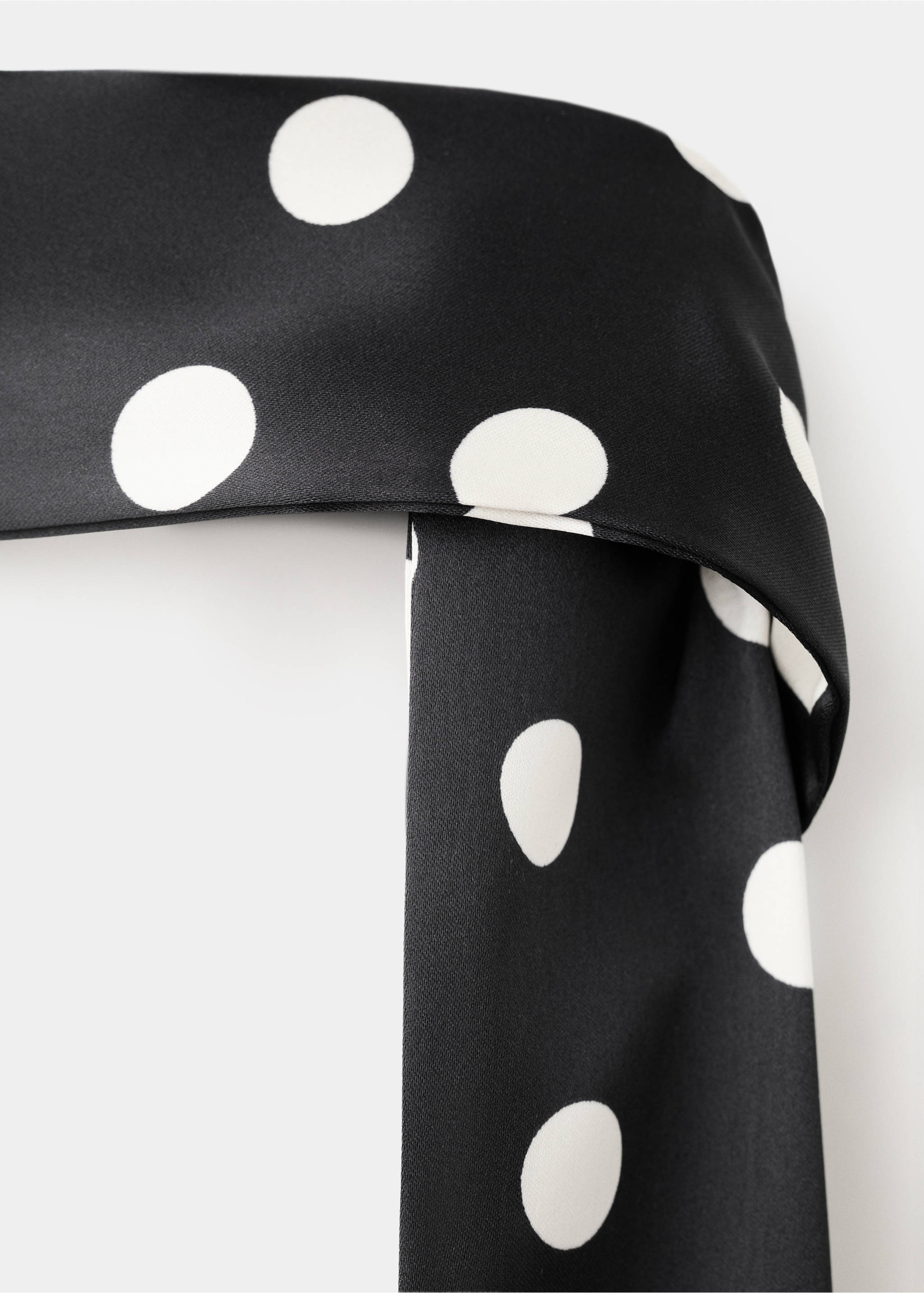 Polka dot dress with foulard detail - Details of the article 0, Black. Ref: 27017930-00.