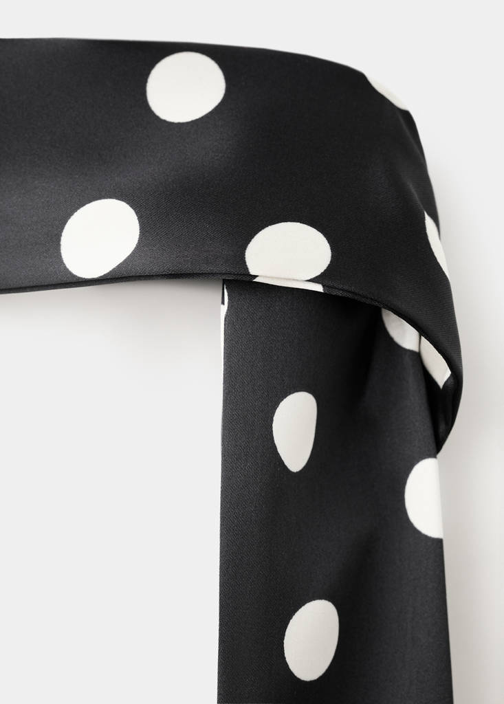 Polka-dot satin-finish dress — Black