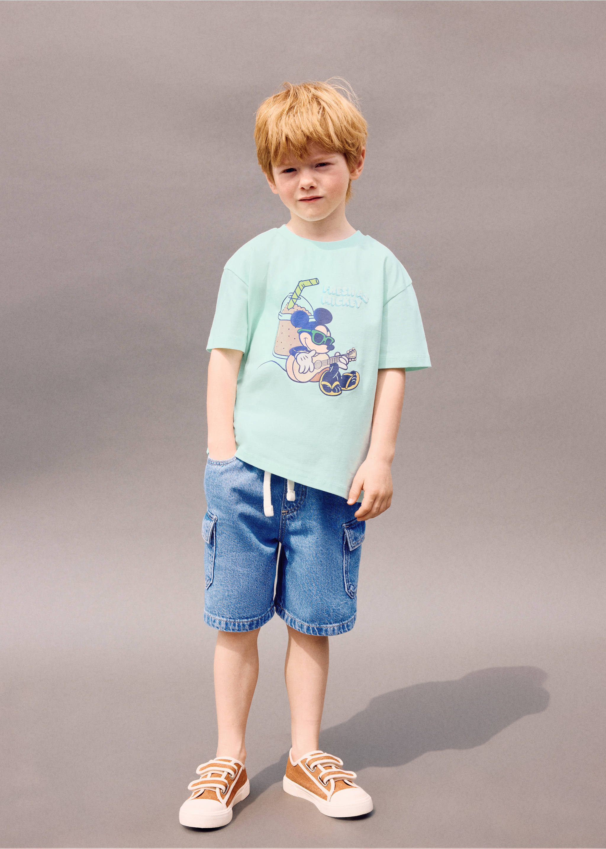 Baumwoll-T-Shirt Mickey Mouse - Allgemeine Ansicht, Minzgrün. Ref: 27017932-00.