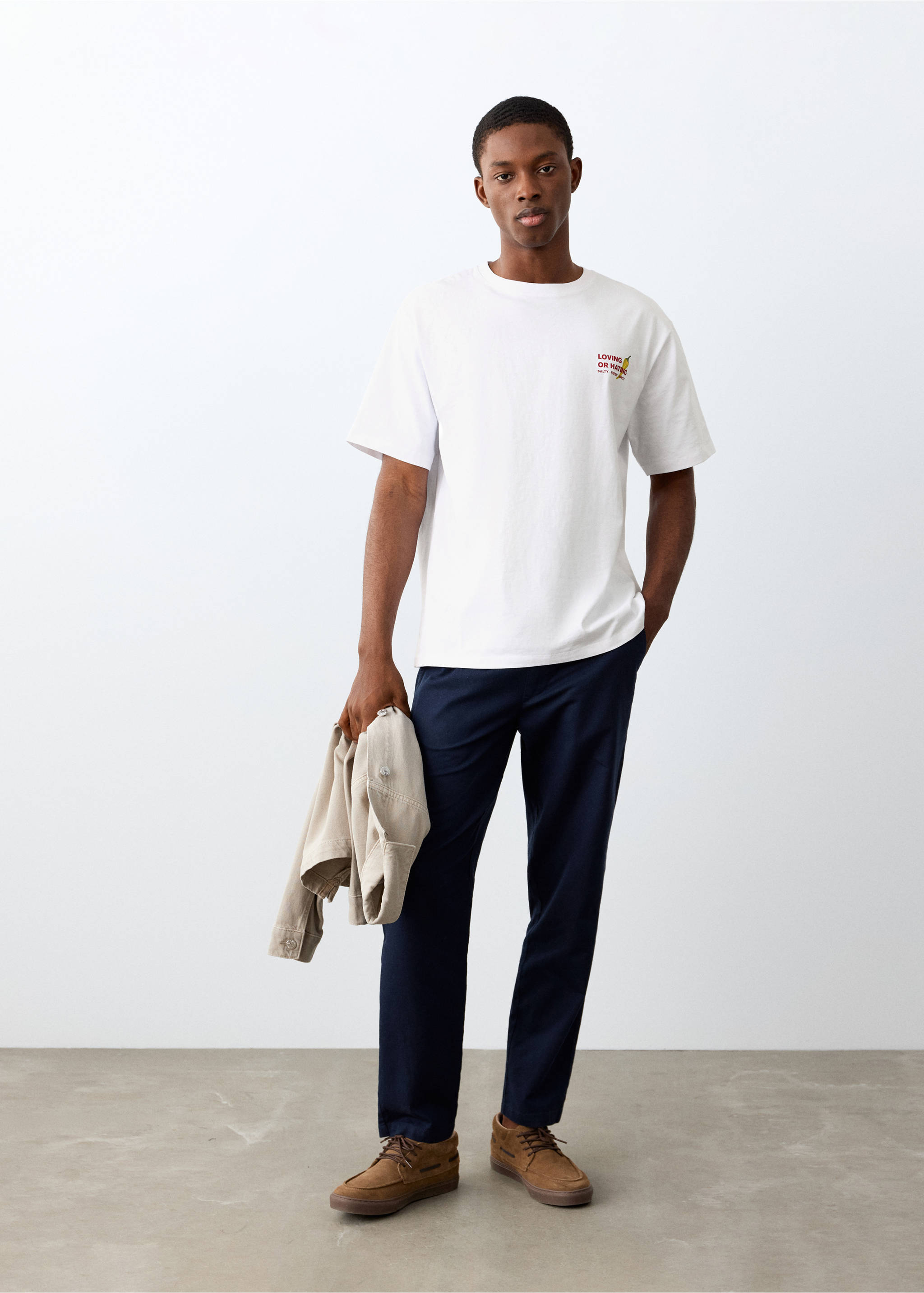 T-shirt imprimé manches courtes - Plan général, Blanc cassé. Ref: 27017935-00.