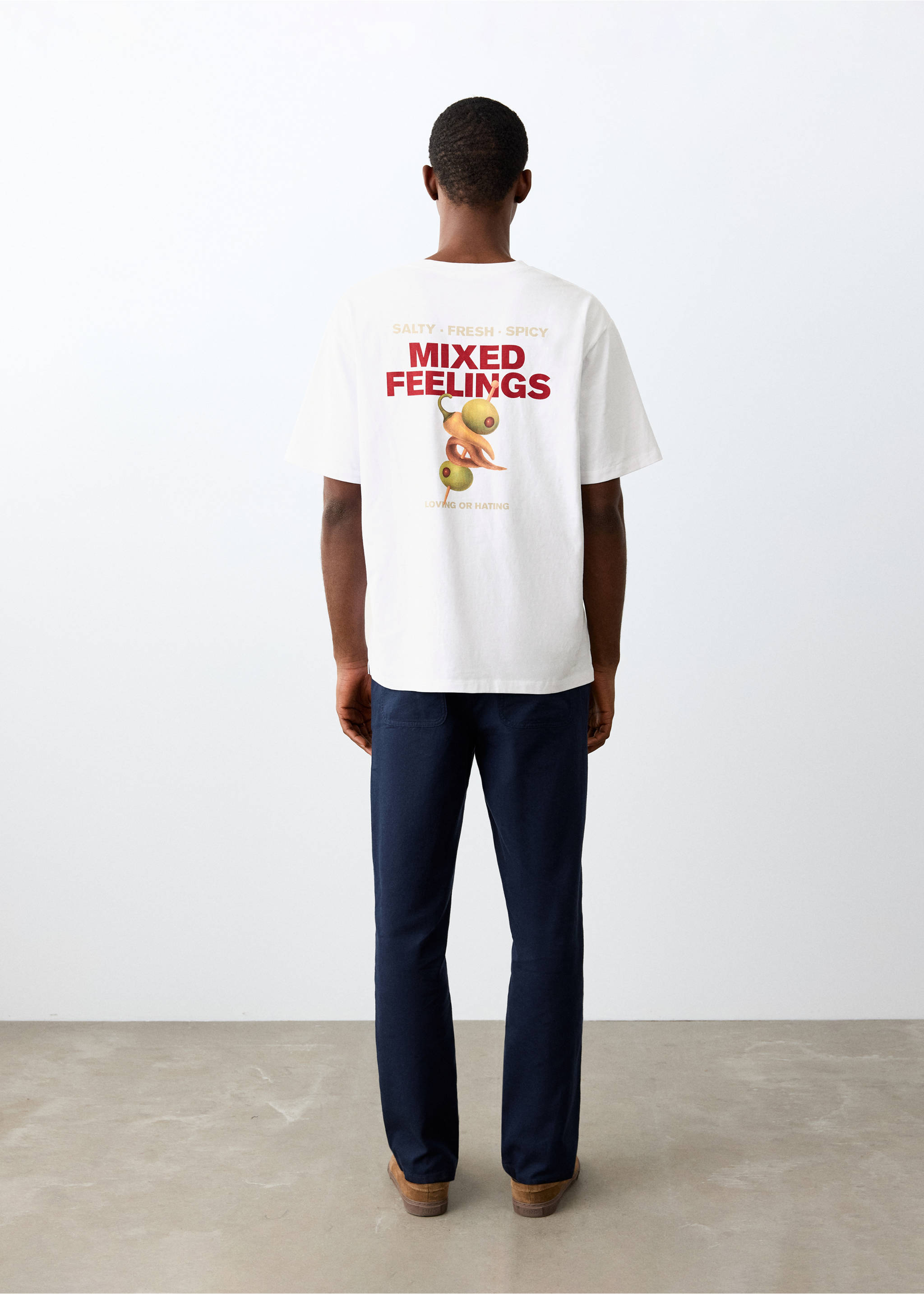 T-shirt imprimé manches courtes - Verso de l’article, Blanc cassé. Ref: 27017935-00.