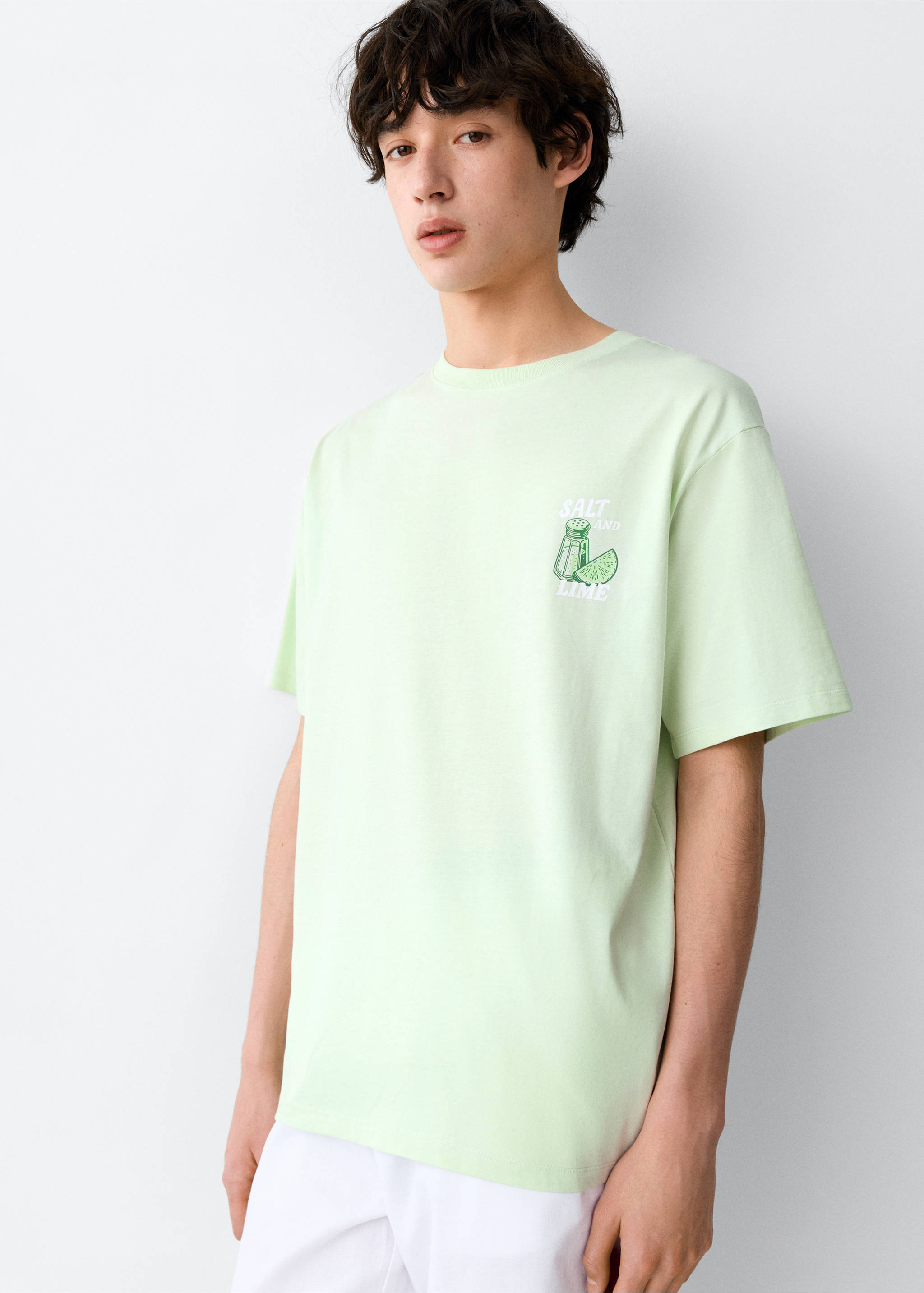 T-shirt en coton imprimé - Plan moyen, Citron vert. Ref: 27017937-00.