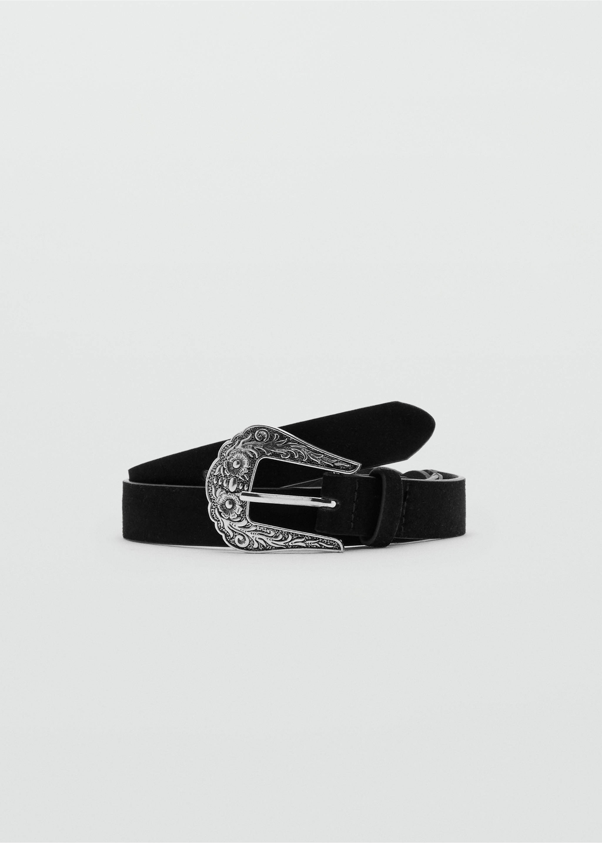 Engraved buckle belt - Article without model, Black. Ref: 27017939-00.