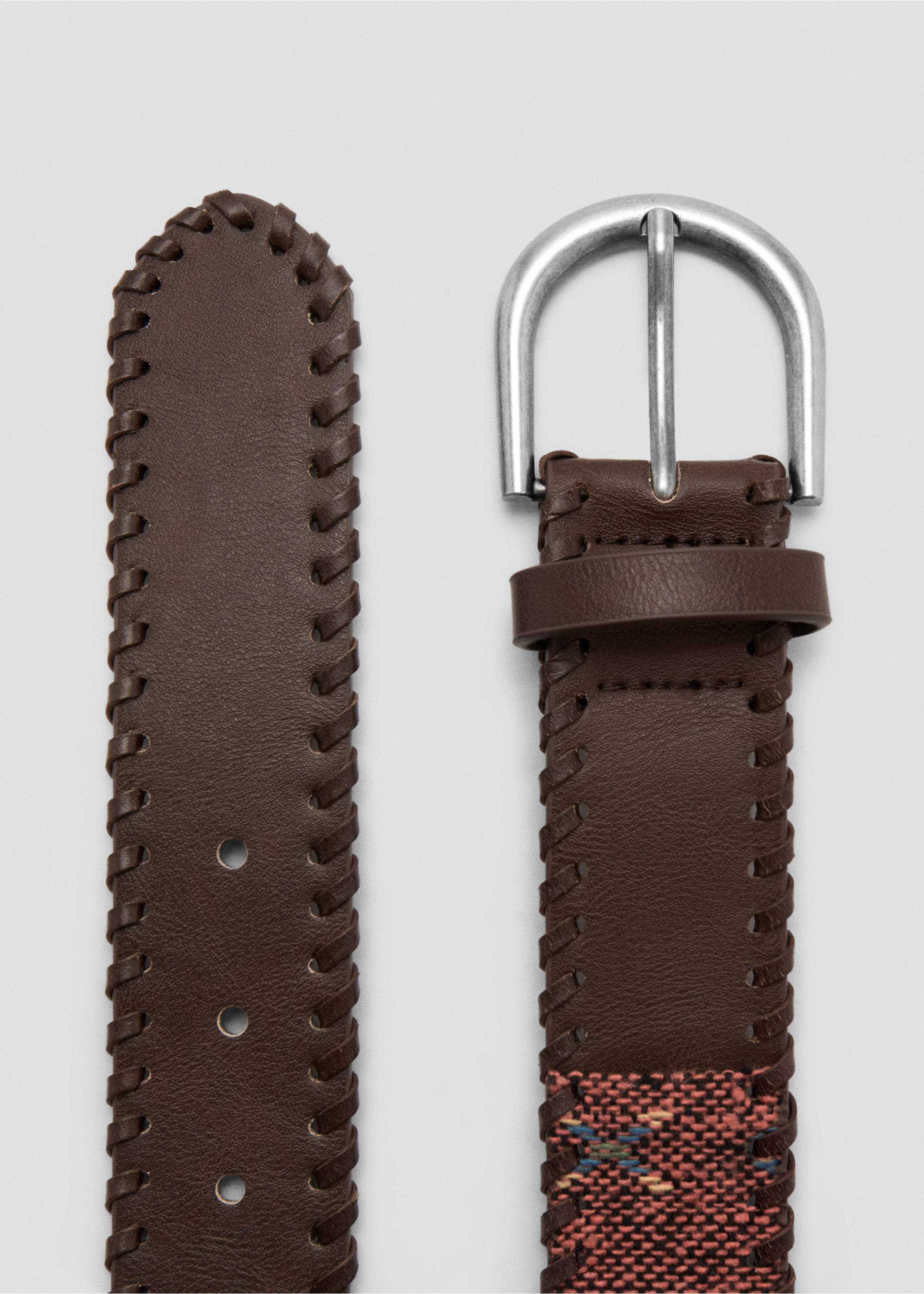 Braided buckle belt - Details of the article 1, Chocolate. Ref: 27017941-00.