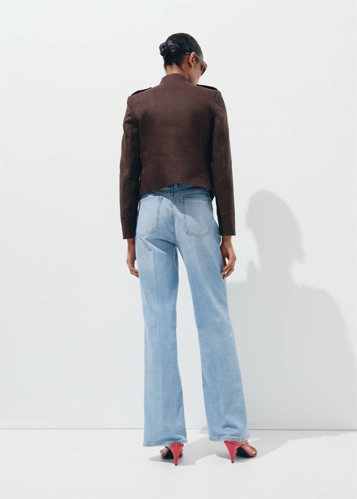Wide leg mid-rise jeans with pockets — Medium Blue