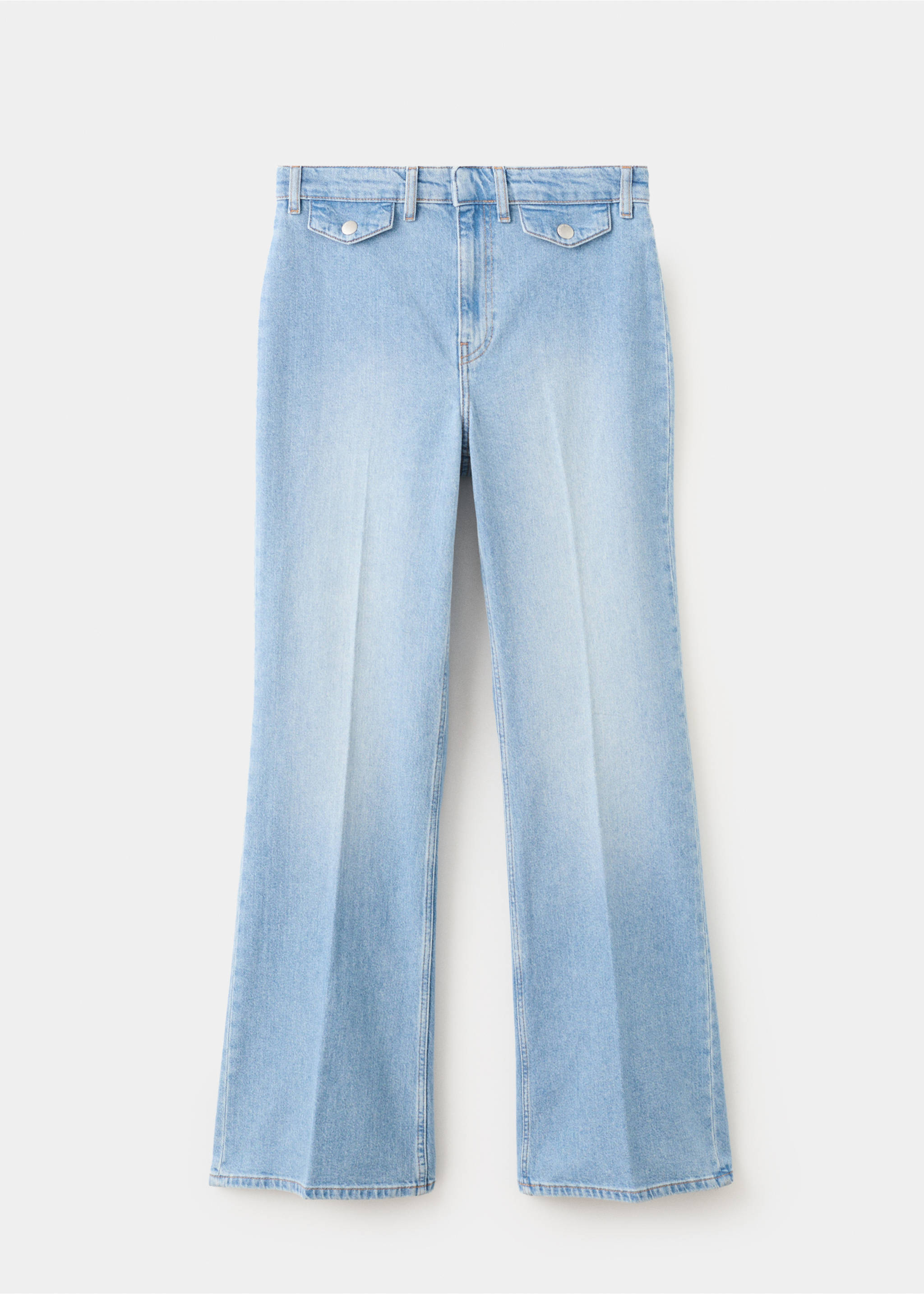 Wide leg mid-rise trousers with pockets - Article without model, Medium Blue. Ref: 27017943-00.
