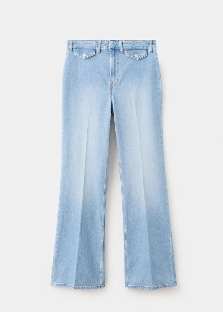Wide leg mid-rise jeans with pockets — Medium Blue