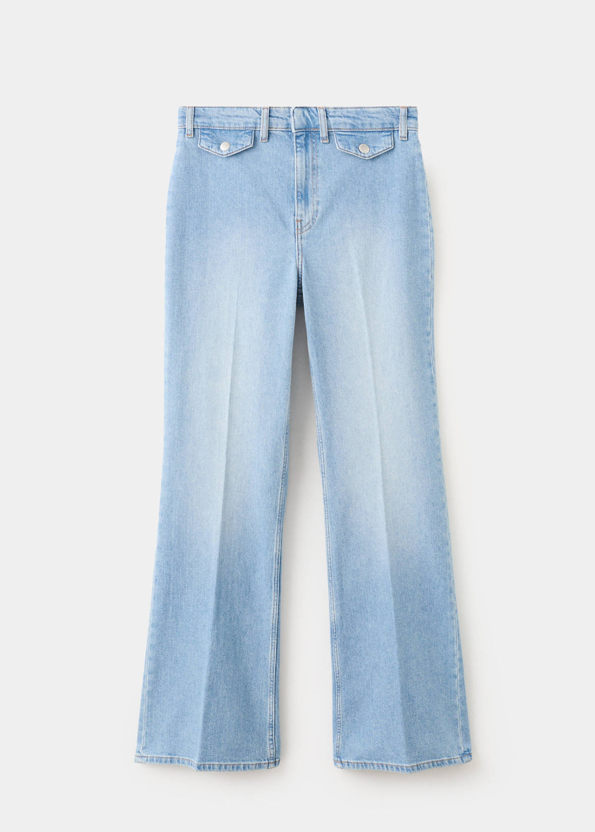 Wide leg mid-rise jeans with pockets — Medium Blue
