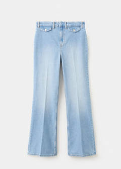 Wide leg mid-rise jeans with pockets — Medium Blue 7