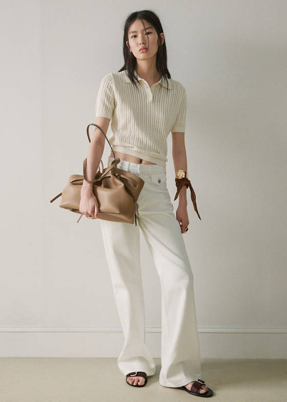Orta bel cepli wide leg jean