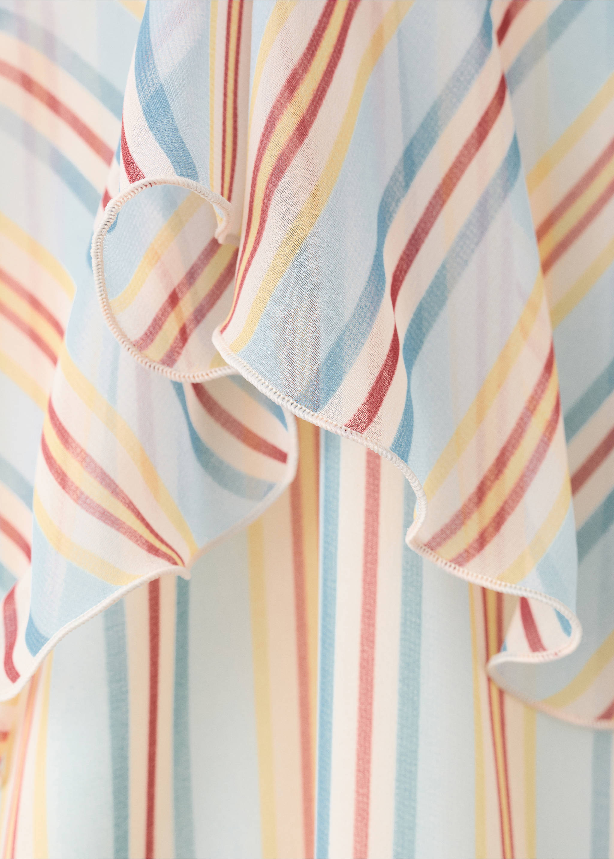 Ruffled striped dress - Details of the article 8, Blue. Ref: 27017946-00.