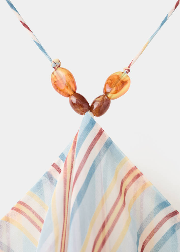 Ruffled striped dress — Blue