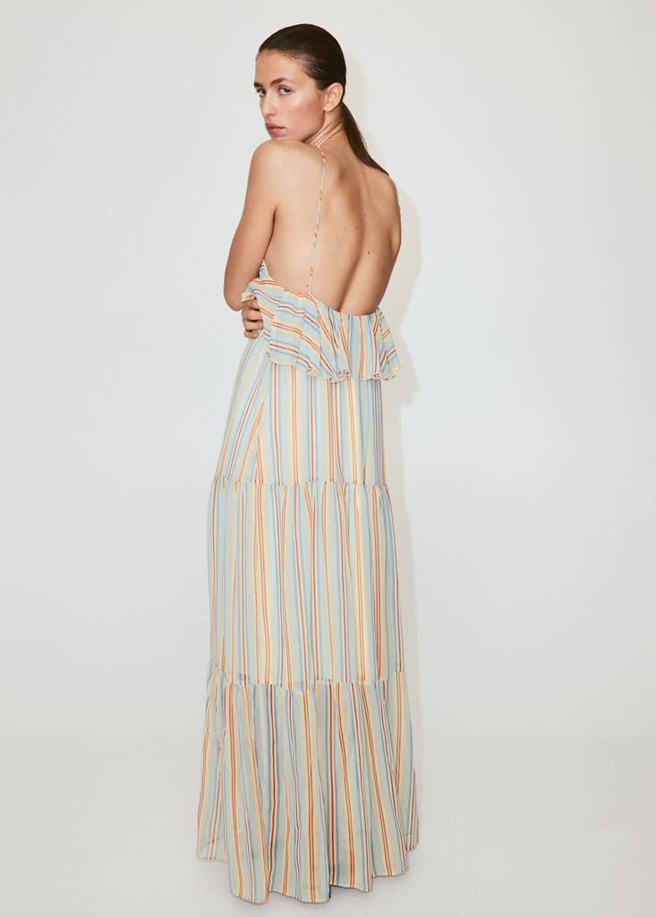 Ruffled striped dress — Blue