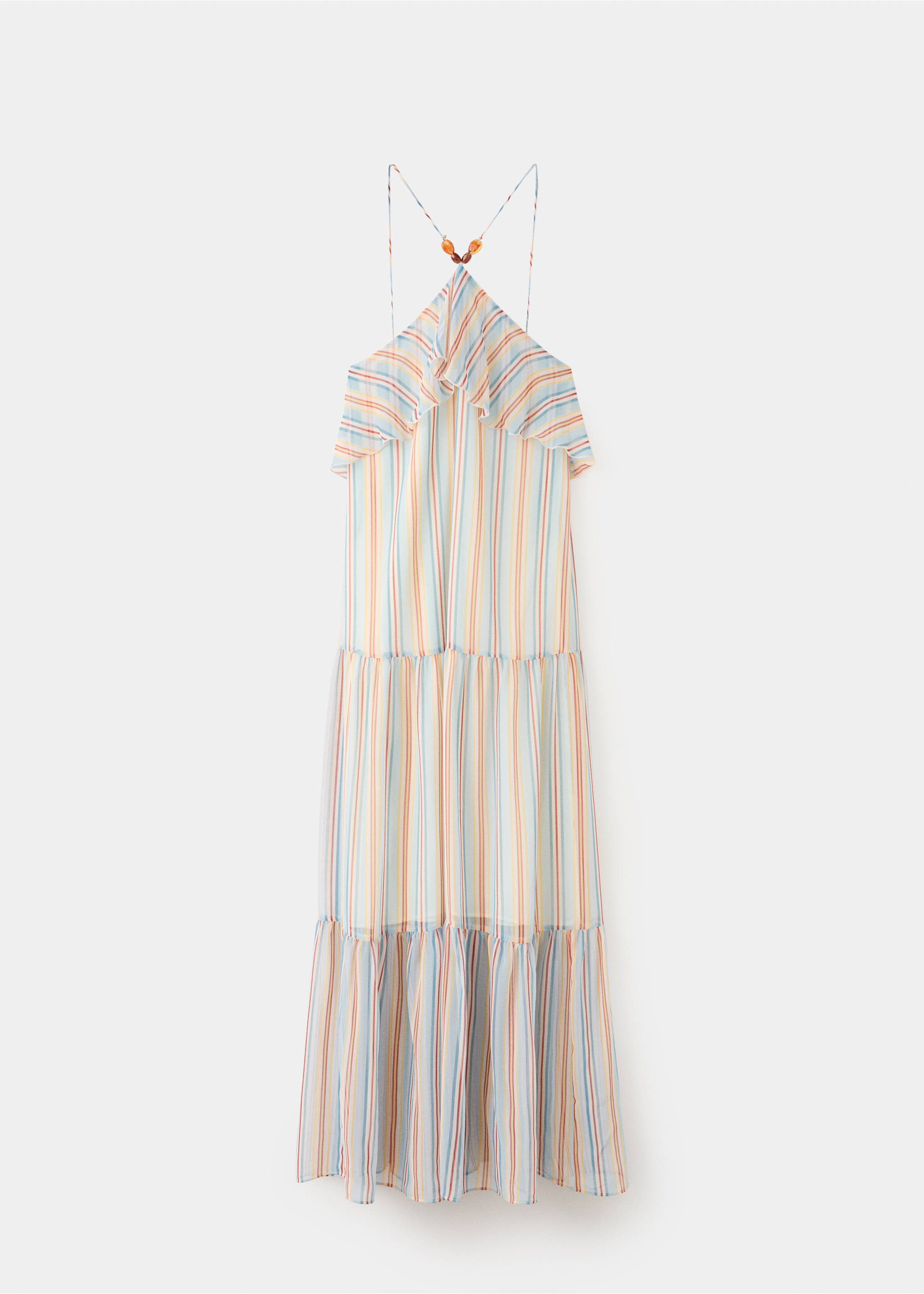 Ruffled striped dress - Article without model, Blue. Ref: 27017946-00.
