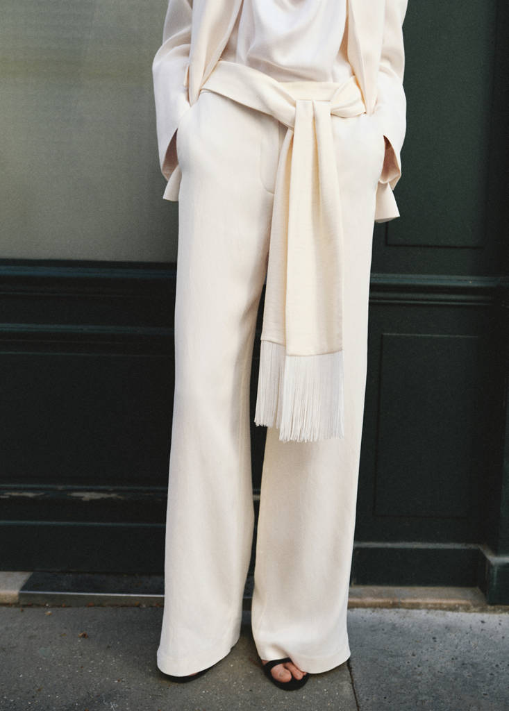 Belt straight-fit pants
