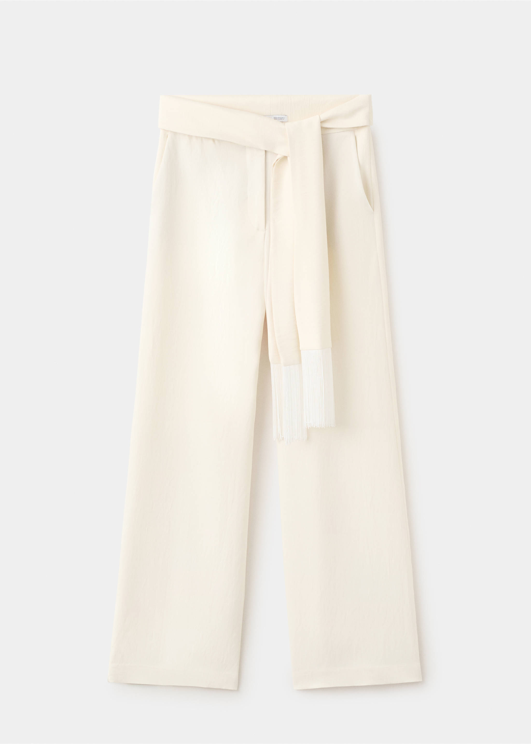 Belt straight-fit trousers - Article without model, Ecru. Ref: 27017947-00.