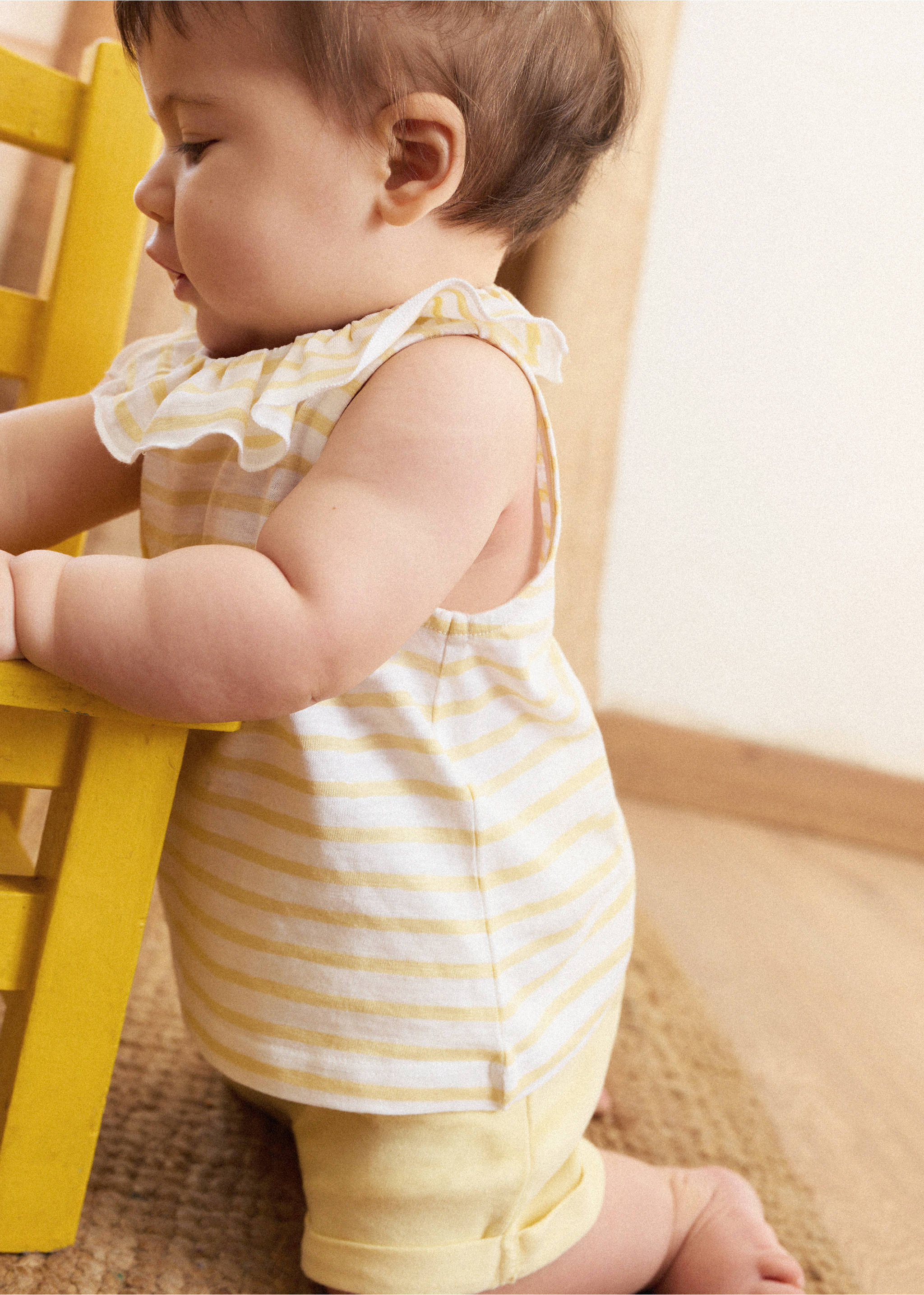 Cotton shorts - Details of the article 5, Yellow. Ref: 27018264-00.