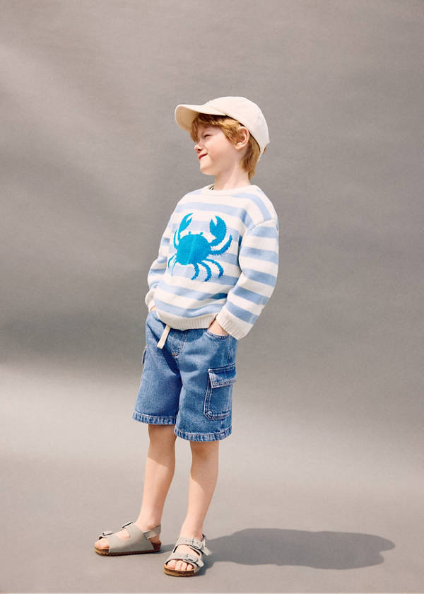 Denim cargo shorts — Medium Blue