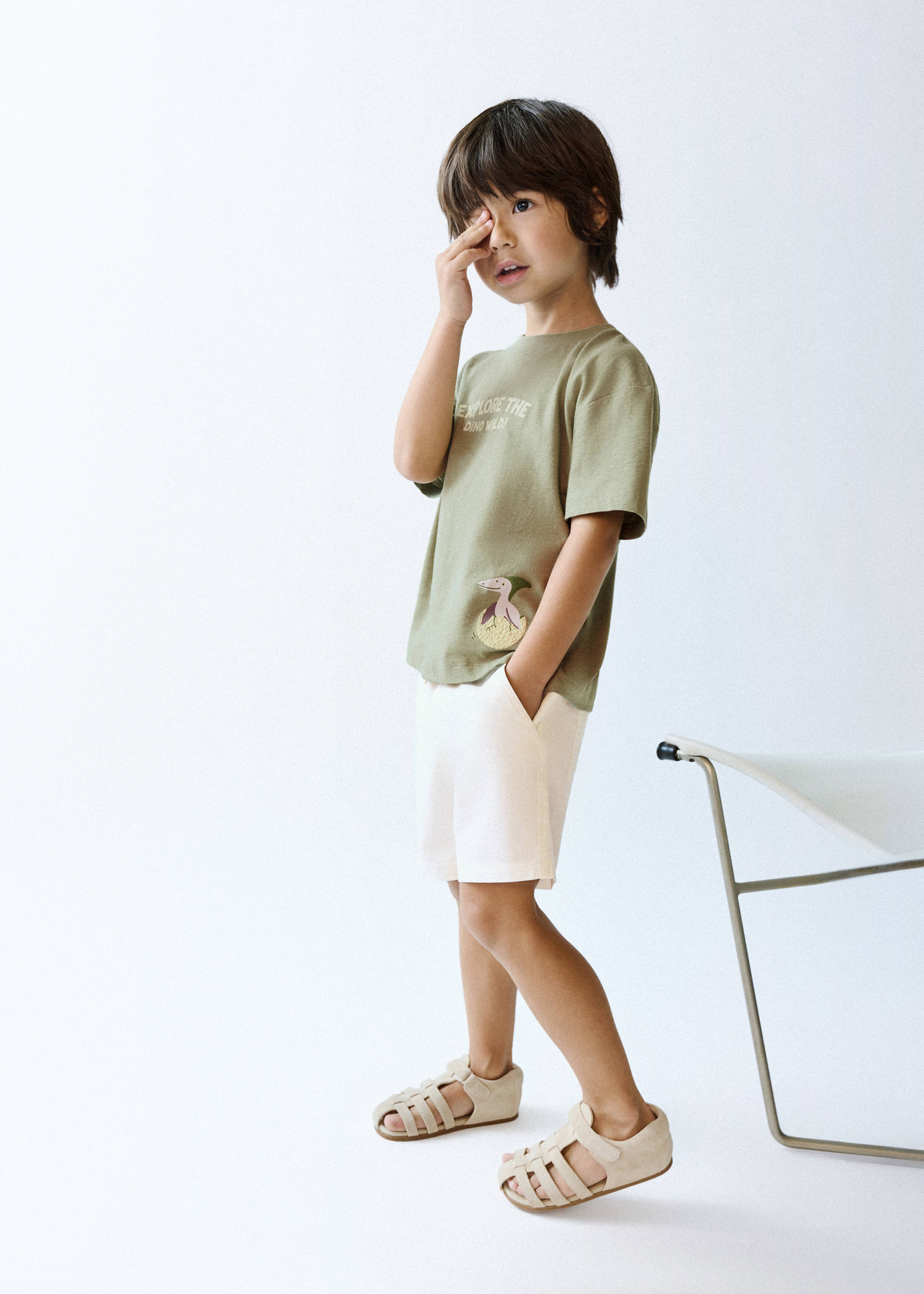 Calções de algodão com cordão - Plano geral