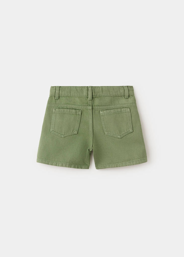 Straight-fit denim bermuda shorts — Khaki