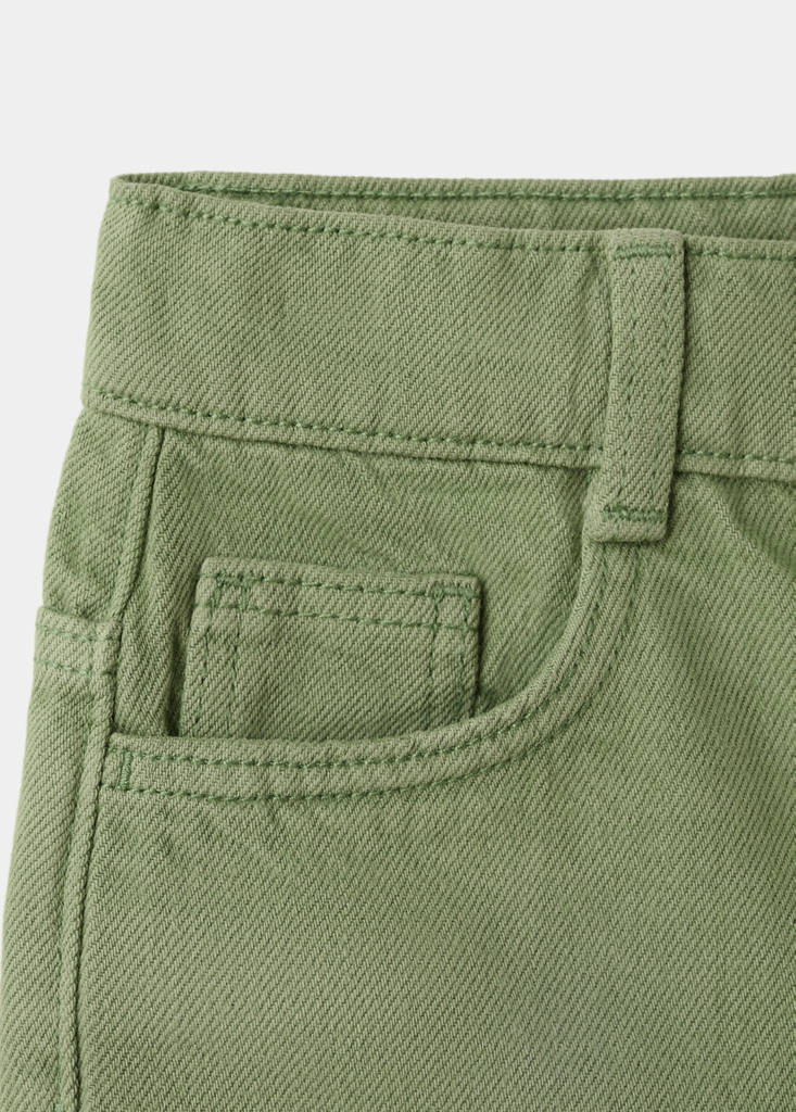 Straight-fit denim bermuda shorts — Khaki