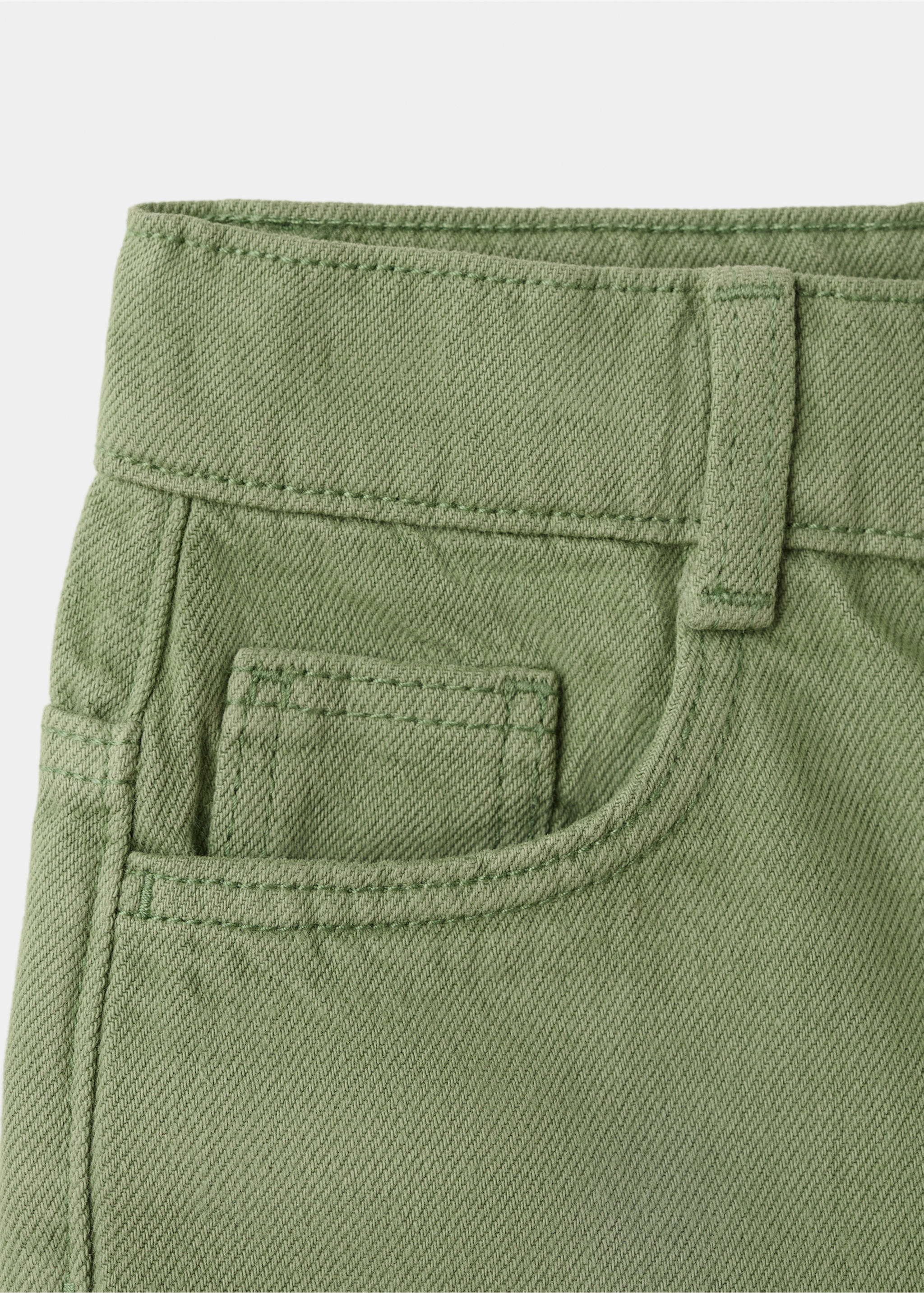 Straight-fit denim bermuda shorts - Details of the article 8, Khaki. Ref: 27018273-00.