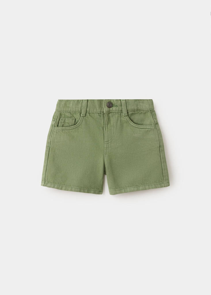 Straight-fit denim bermuda shorts — Khaki