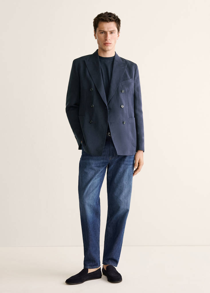 Slim fit double-breasted suit blazer — Navy