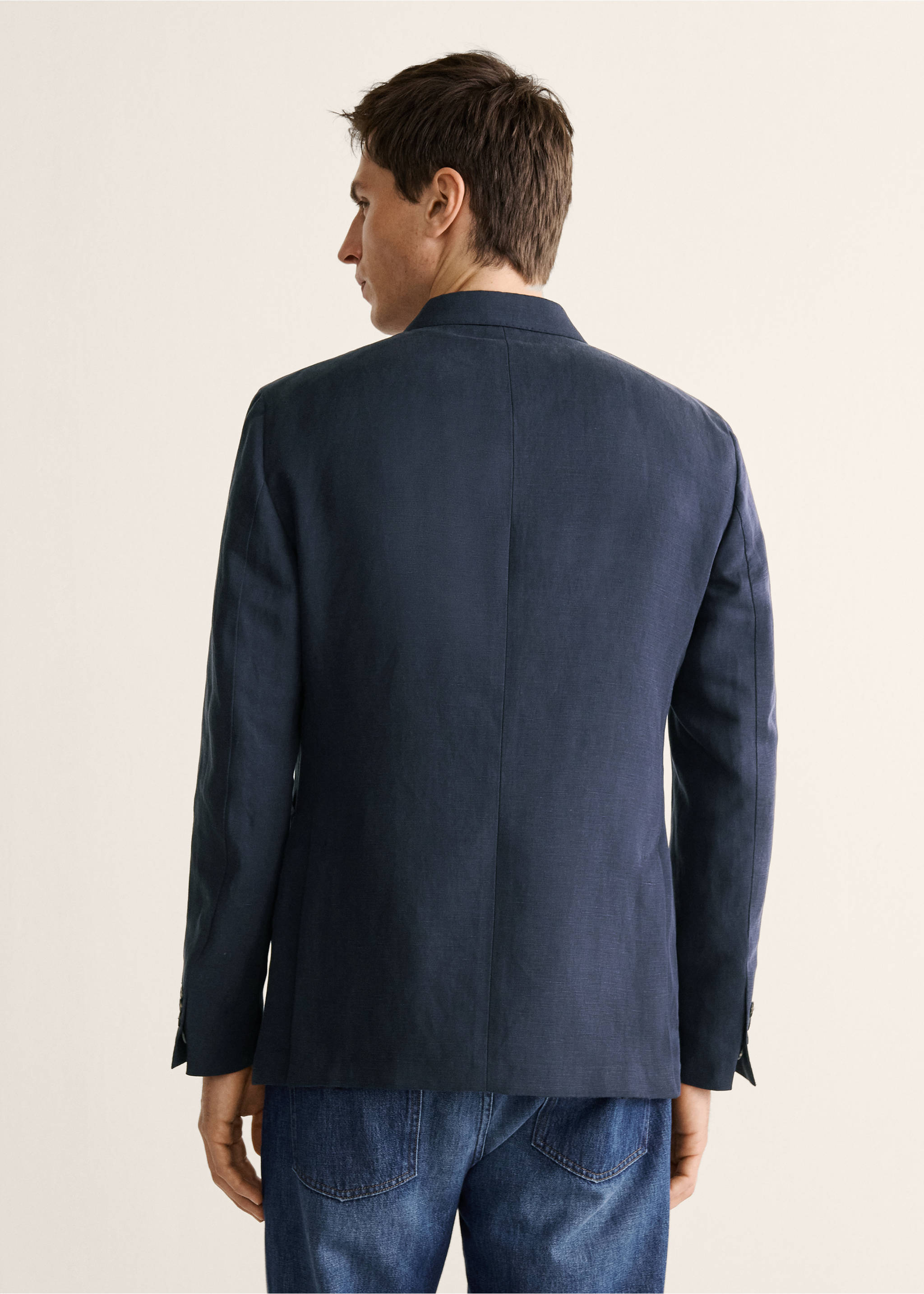 Gekruist slim fit colbert - Achterkant van het artikel, Marineblauw. Ref: 27018274-00.