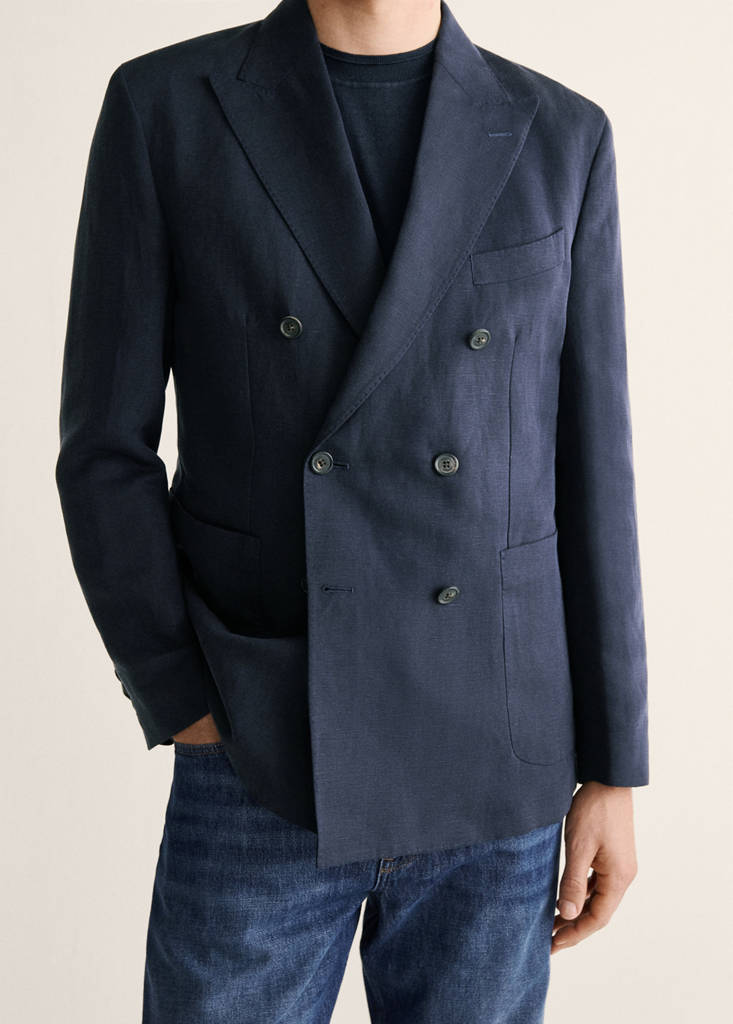 Slim fit double-breasted suit blazer — Navy