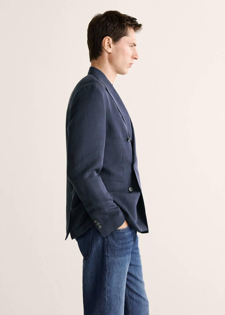 Slim fit double-breasted suit blazer — Navy